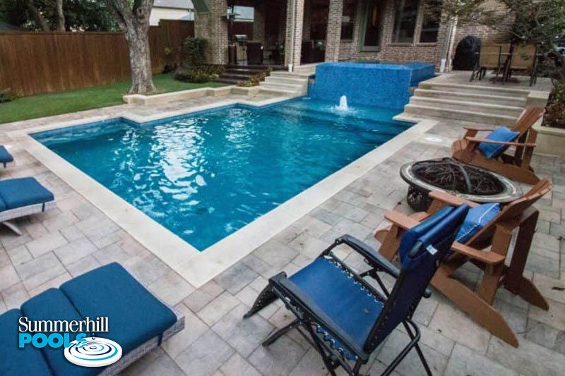 close up of a water feature on a pool