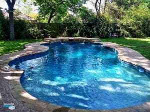 freeform pool with beautiful blue water