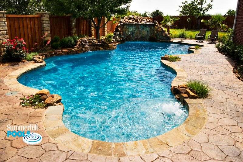 A free form concrete pool.