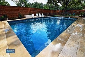 rectangle pool with water features