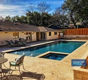 modern pool with beautiful decking