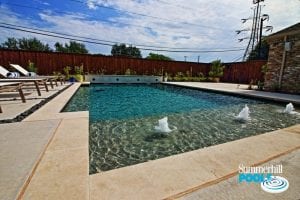 rectangle pool with water features