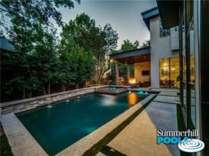 stunning backyard pool and spa