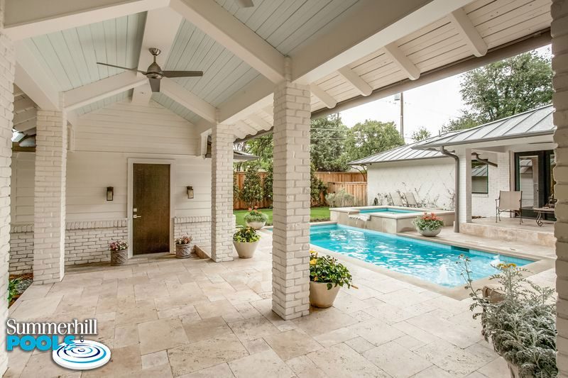outdoor kitchen and backyard pool