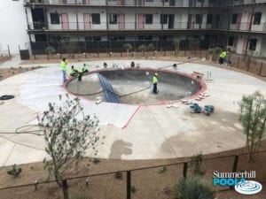 construction of a dallas texas hotel pool