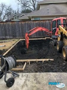 construction of a backyard pool