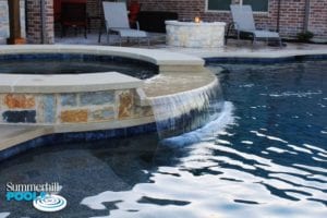 stone spa with water feature