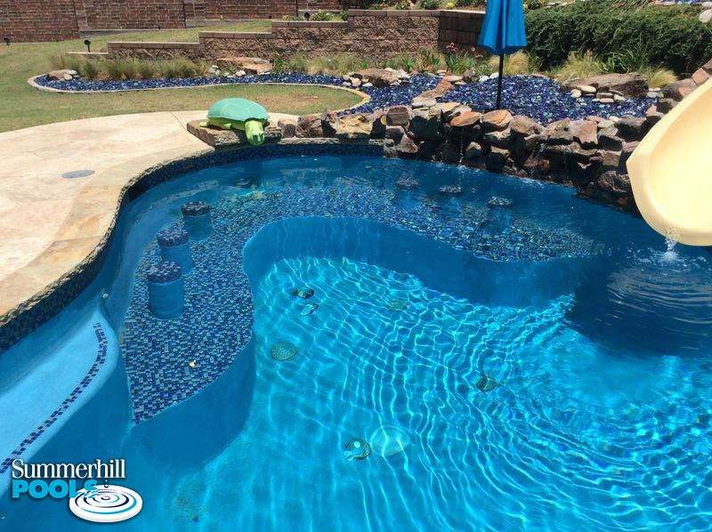 backyard pool with swim up bar