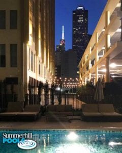 dallas hilton hotel pool at night