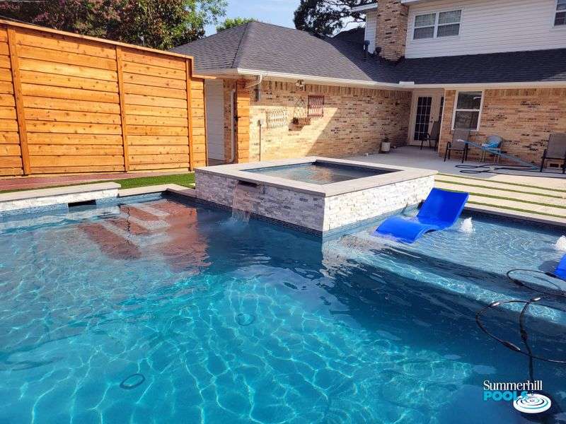 pool with raised spa